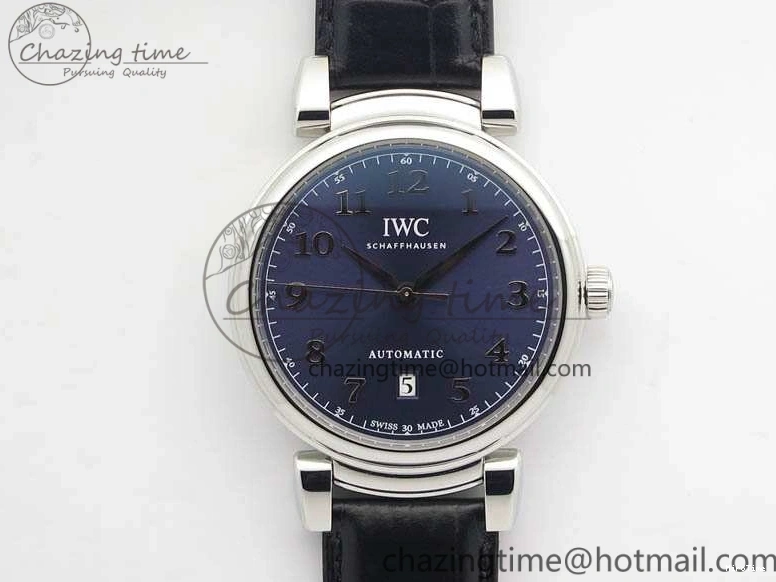 MIROTIME 0201 Da Vinci IW356601 SS TW 1:1 Best Edition Blue Dial On Black Leather Strap A Durable 7239